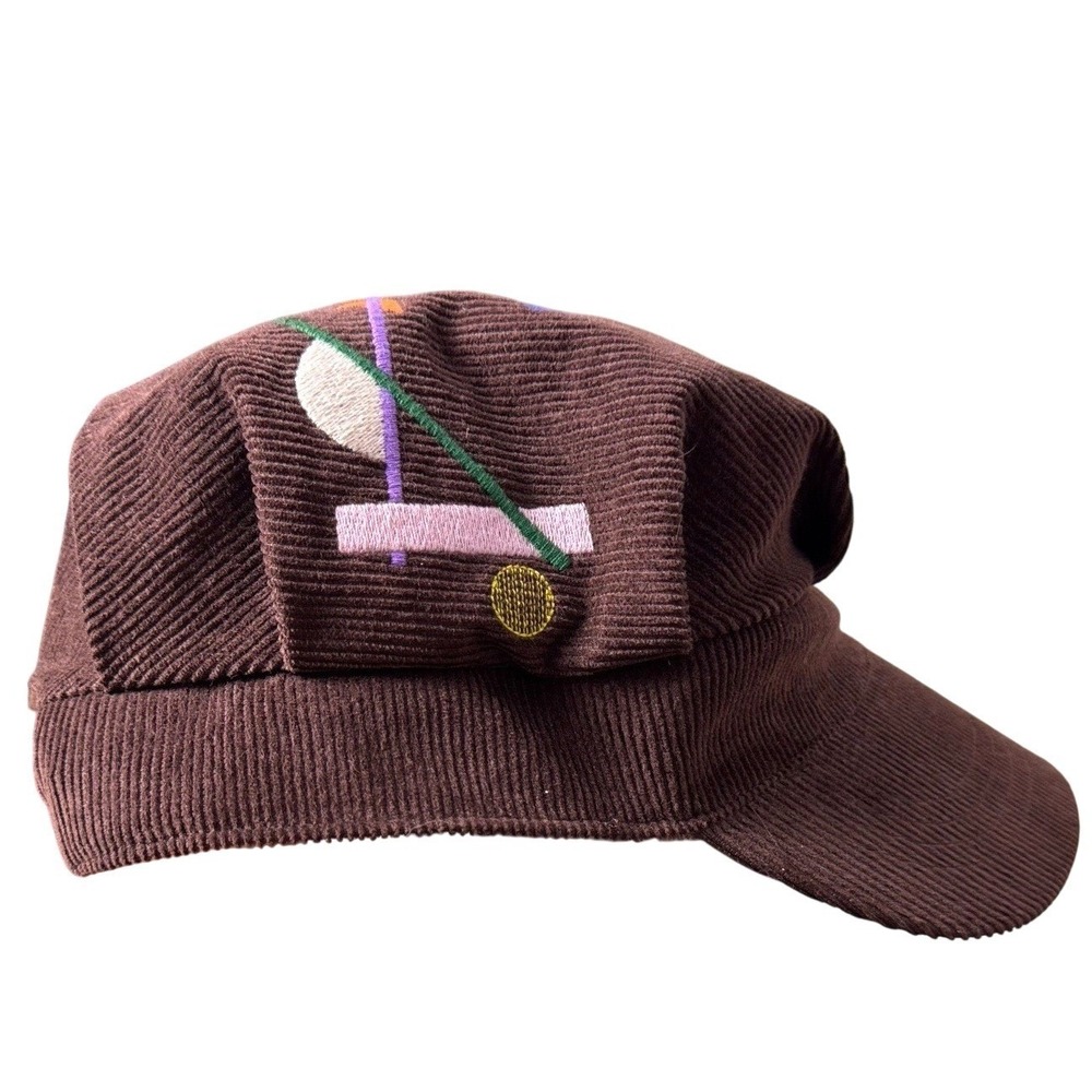 Designer Take Gare FW23 Corduroy Cap Mens OSFM Abstract Art Brown‎ Strapback